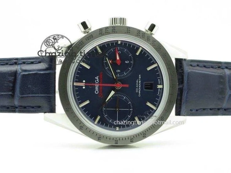 0505 DailyWear Speedmaster ’57 SS Chrono AXF Best Edition Blue Dial on Blue Leather Strap A 8279
